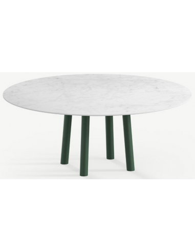 Billede af Gus rundt spisebord i stål og keramik Ø120 cm - Skovgrøn/Carrara