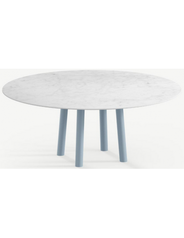 Se Gus rundt spisebord i stål og keramik Ø120 cm - Gråblå/Carrara hos Lepong.dk