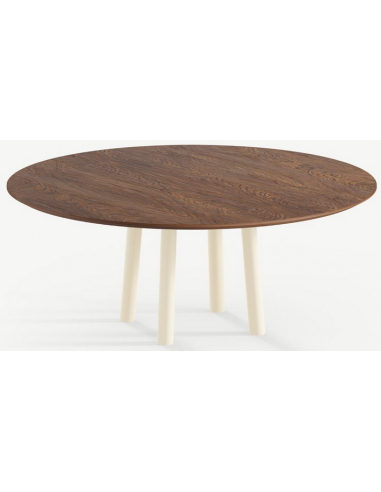 Billede af Gus rundt spisebord i stål og egetræ Ø120 cm - Creme/Brun