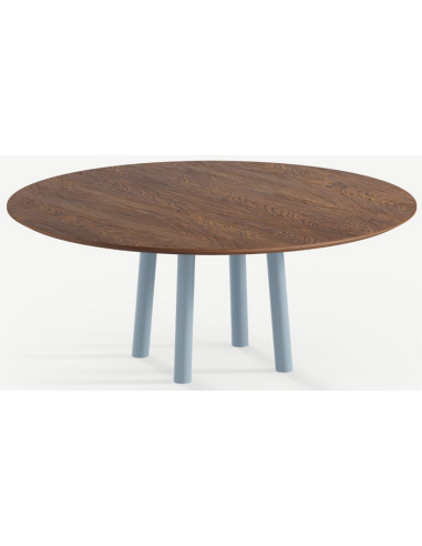 Billede af Gus rundt spisebord i stål og egetræ Ø120 cm - Gråblå/Brun