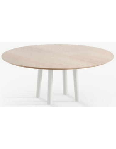 Billede af Gus rundt spisebord i stål og egetræ Ø120 cm - Månehvid/Eg