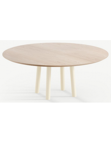 Se Gus rundt spisebord i stål og egetræ Ø120 cm - Creme/Eg hos Lepong.dk