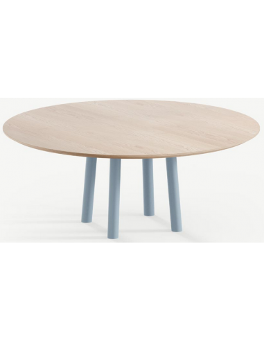 Se Gus rundt spisebord i stål og egetræ Ø120 cm - Gråblå/Eg hos Lepong.dk