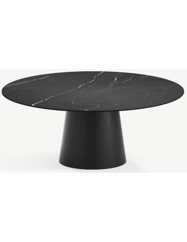 Se Elza rundt spisebord i stål og keramik Ø150 cm - Sort/Nero Marquina hos Lepong.dk