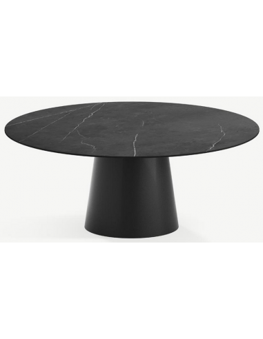 Se Elza rundt spisebord i stål og keramik Ø120 cm - Sort/Pietra Grey hos Lepong.dk