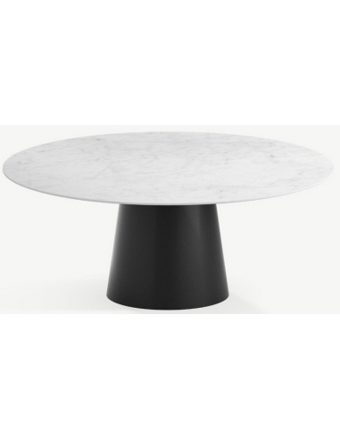 Billede af Elza rundt spisebord i stål og keramik Ø120 cm - Sort/Carrara