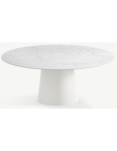 Billede af Elza rundt spisebord i stål og keramik Ø120 cm - Månehvid/Carrara