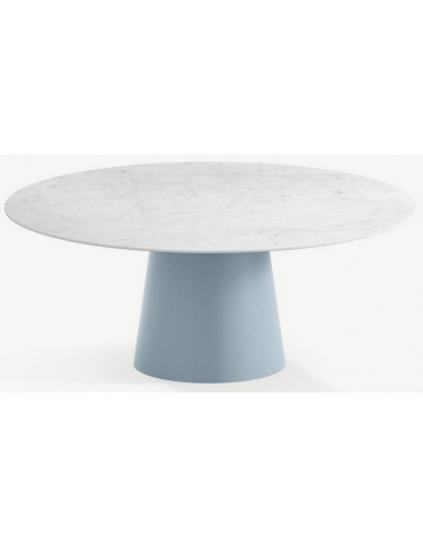 Billede af Elza rundt spisebord i stål og keramik Ø120 cm - Gråblå/Carrara