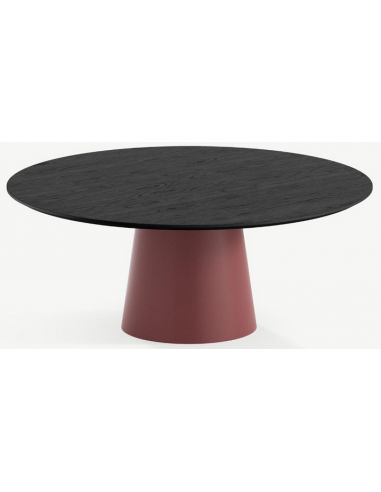 Billede af Elza rundt spisebord i stål og egetræ Ø120 cm - Mat rød/Sort