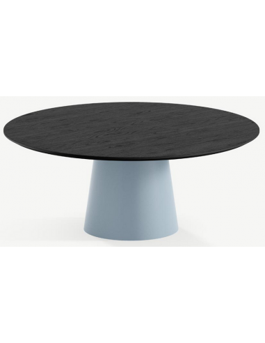 Billede af Elza rundt spisebord i stål og egetræ Ø120 cm - Gråblå/Sort