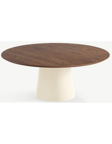 Billede af Elza rundt spisebord i stål og egetræ Ø160 cm - Creme/Brun