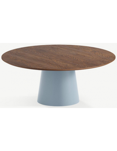 Se Elza rundt spisebord i stål og egetræ Ø120 cm - Gråblå/Brun hos Lepong.dk
