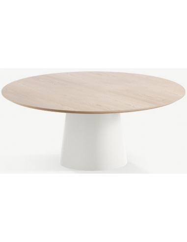 Billede af Elza rundt spisebord i stål og egetræ Ø120 cm - Månehvid/Eg