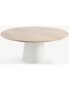 Elza rundt spisebord i stål og egetræ Ø120 cm - Månehvid/Eg