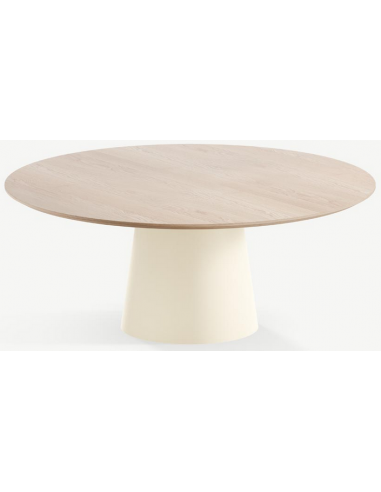 Billede af Elza rundt spisebord i stål og egetræ Ø120 cm - Creme/Eg