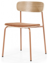 Skola spisebordsstol i metal og finér H77 cm - Terracotta/Natur
