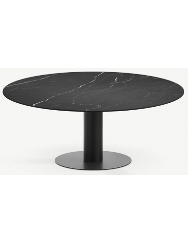 Se Tiele rundt spisebord i stål og keramik Ø120 cm - Sort/Nero Marquina hos Lepong.dk