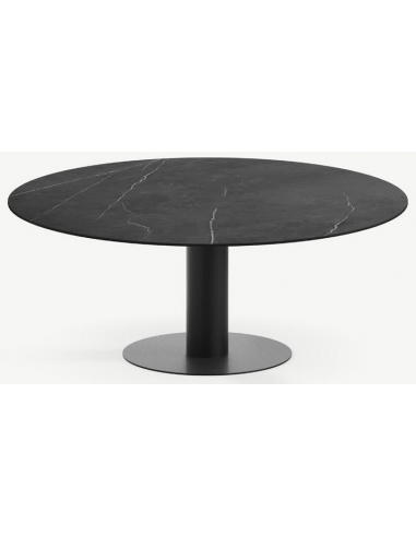 Se Tiele rundt spisebord i stål og keramik Ø120 cm - Sort/Pietra Grey hos Lepong.dk
