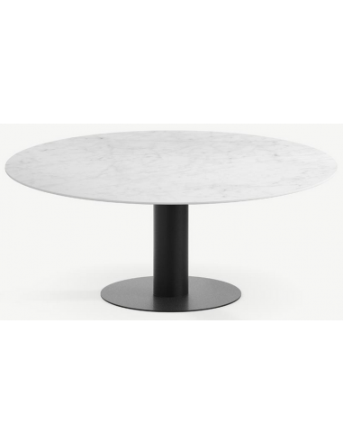 Se Tiele rundt spisebord i stål og keramik Ø120 cm - Sort/Carrara hos Lepong.dk