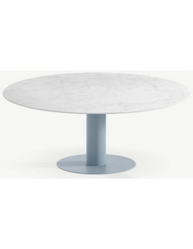 Billede af Tiele rundt spisebord i stål og keramik Ø120 cm - Gråblå/Carrara