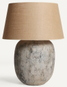 Bordlampe i beton og jute H96 cm - Rustik lysegrå/Natur