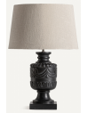 Bordlampe i mangotræ og bomuld H70 cm - Rustik sort/Beige