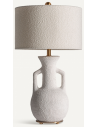Bordlampe i keramik og polyester H76 cm - Antik messing/Cremehvid