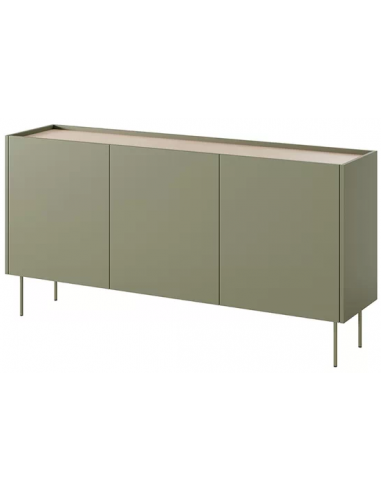 Billede af DESIN Sideboard med 6 hylderum i MDF og metal B170 cm - Olivengrøn/Eg