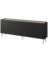 DESIN Sideboard med 4 skuffer i MDF og metal B220 cm - Sort/Eg