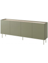 DESIN Sideboard med 4 skuffer i MDF og metal B220 cm - Olivengrøn/Eg