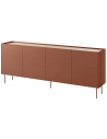 DESIN Sideboard med 4 skuffer i MDF og metal B220 cm - Murstensrød/Eg