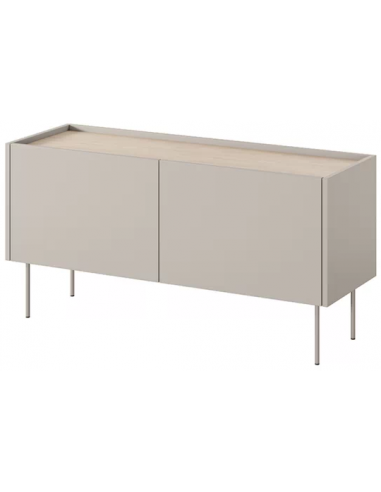 Se DESIN Tvbord med 4 hylderum i MDF og metal B120 cm - Cashmere/Eg hos Lepong.dk