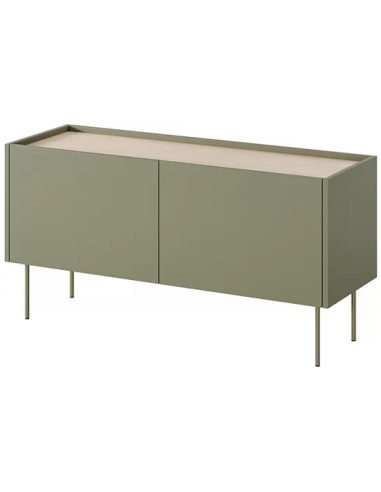 Se DESIN Tvbord med 1 skuffe i MDF og metal B120 cm - Olivengrøn/Eg hos Lepong.dk