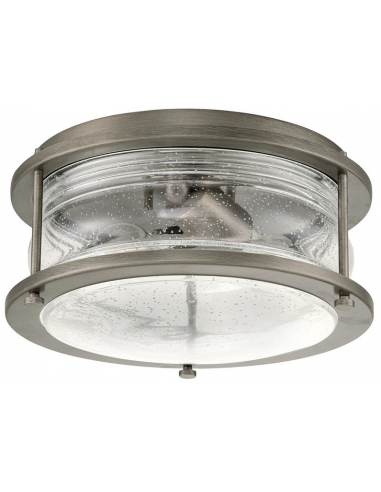 Se Ashland Bay Udendørs loftlampe i messing og glas Ø30,5 cm 2 x E27 - Brændt bronze/Klar dråbeeffekt hos Lepong.dk