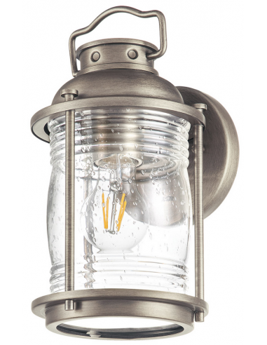 Billede af Ashland Bay Udendørs væglampe i messing og glas H27,8 cm 1 x E27 - Brændt bronze/Klar dråbeeffekt