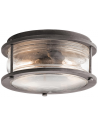 Ashland Bay Udendørs loftlampe i stål og glas Ø30,5 cm 2 x E27 - Antik zink/Klar dråbeeffekt