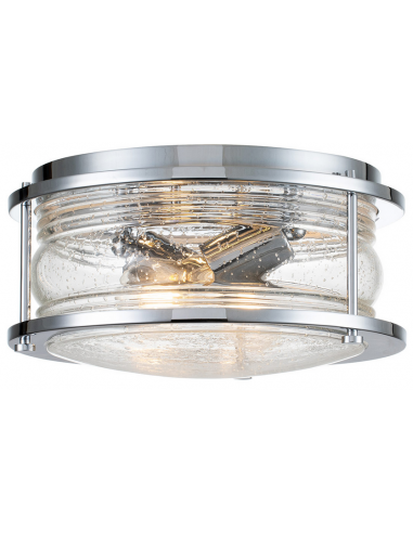 Se Ashland Bay Badeværelseslampe i stål og glas Ø30,5 cm 2 x E27 - Poleret krom/Klar dråbeeffekt hos Lepong.dk