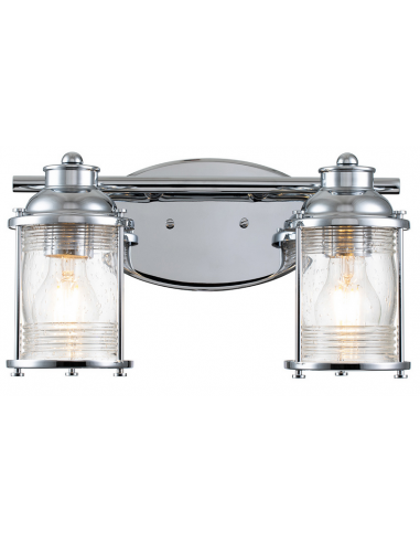 Se Ashland Bay Badeværelseslampe i stål og glas B36,2 cm 2 x E27 - Poleret krom/Klar dråbeeffekt hos Lepong.dk