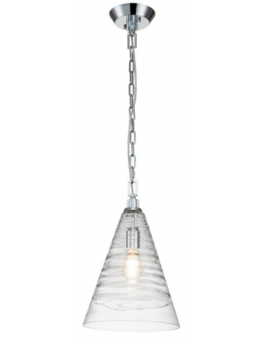 Se Elmore Loftlampe i stål og glas Ø29,5 cm 1 x E27 - Poleret krom/Klar bølget hos Lepong.dk