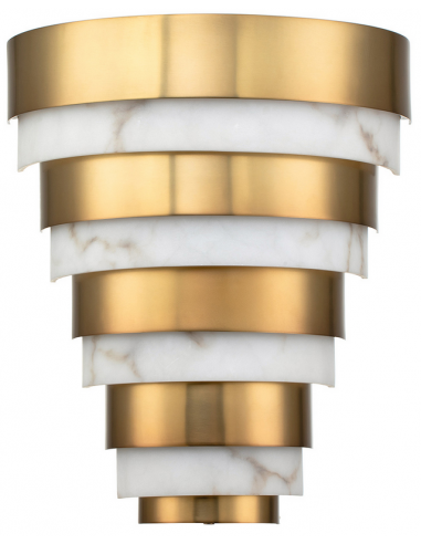 Se Echelon Væglampe i stål og alabaster H35,7 cm 12W LED - Antik messing/Alabaster hos Lepong.dk