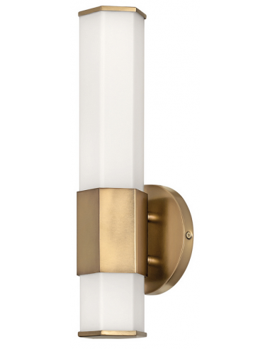 Billede af Facet Badeværelseslampe i stål og opalglas H35,6 cm 1 x 12W LED - Messing/Mat opalhvid