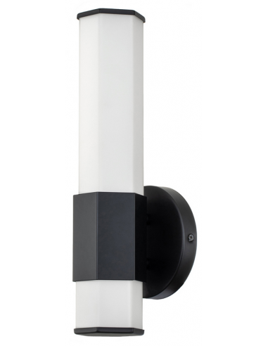 Se Facet Badeværelseslampe i stål og opalglas H35,6 cm 1 x 12W LED - Sort/Mat opalhvid hos Lepong.dk