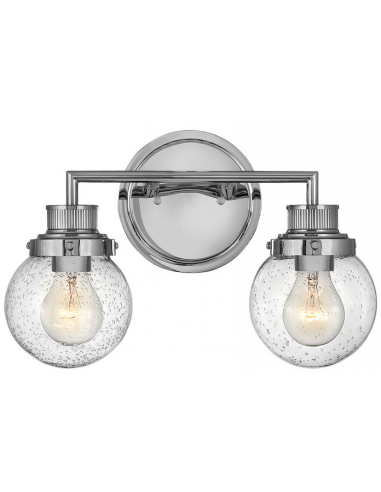 Se Poppy Badeværelseslampe i stål og glas B37,3 cm 2 x E27 - Poleret krom/Klar med dråbeeffekt hos Lepong.dk