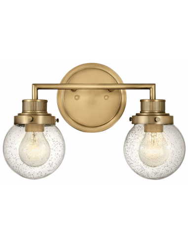 Se Poppy Badeværelseslampe i stål og glas B37,3 cm 2 x E27 - Messing/Klar med dråbeeffekt hos Lepong.dk
