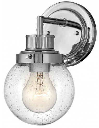Billede af Poppy Badeværelseslampe i stål og glas H23,7 cm 1 x E27 - Poleret krom/Klar med dråbeeffekt