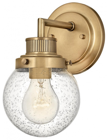 Billede af Poppy Badeværelseslampe i stål og glas H23,7 cm 1 x E27 - Messing/Klar med dråbeeffekt