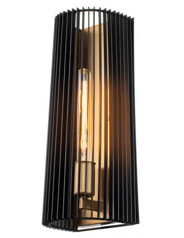 Se Linara Væglampe i stål H43,2 cm 1 x E27 - Antik messing/Sort hos Lepong.dk