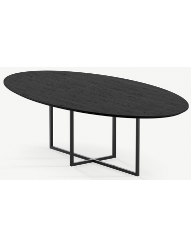Se Cyriel ovalt spisebord i stål og egetræ 220 x 120 cm - Sort/Sort hos Lepong.dk