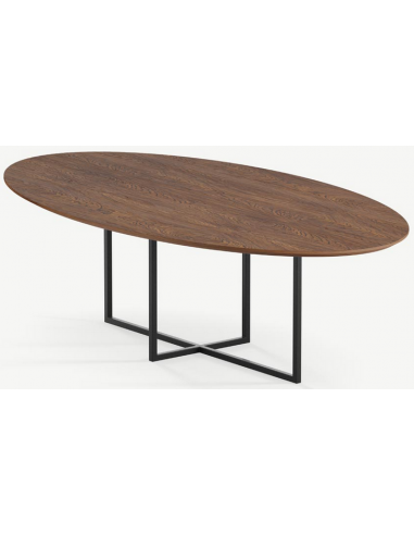 Billede af Cyriel ovalt spisebord i stål og egetræ 220 x 120 cm - Sort/Brun
