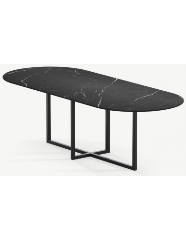 Billede af Gustaf ovalt spisebord i stål og keramik 220 x 90 cm - Sort/Nero Marquina